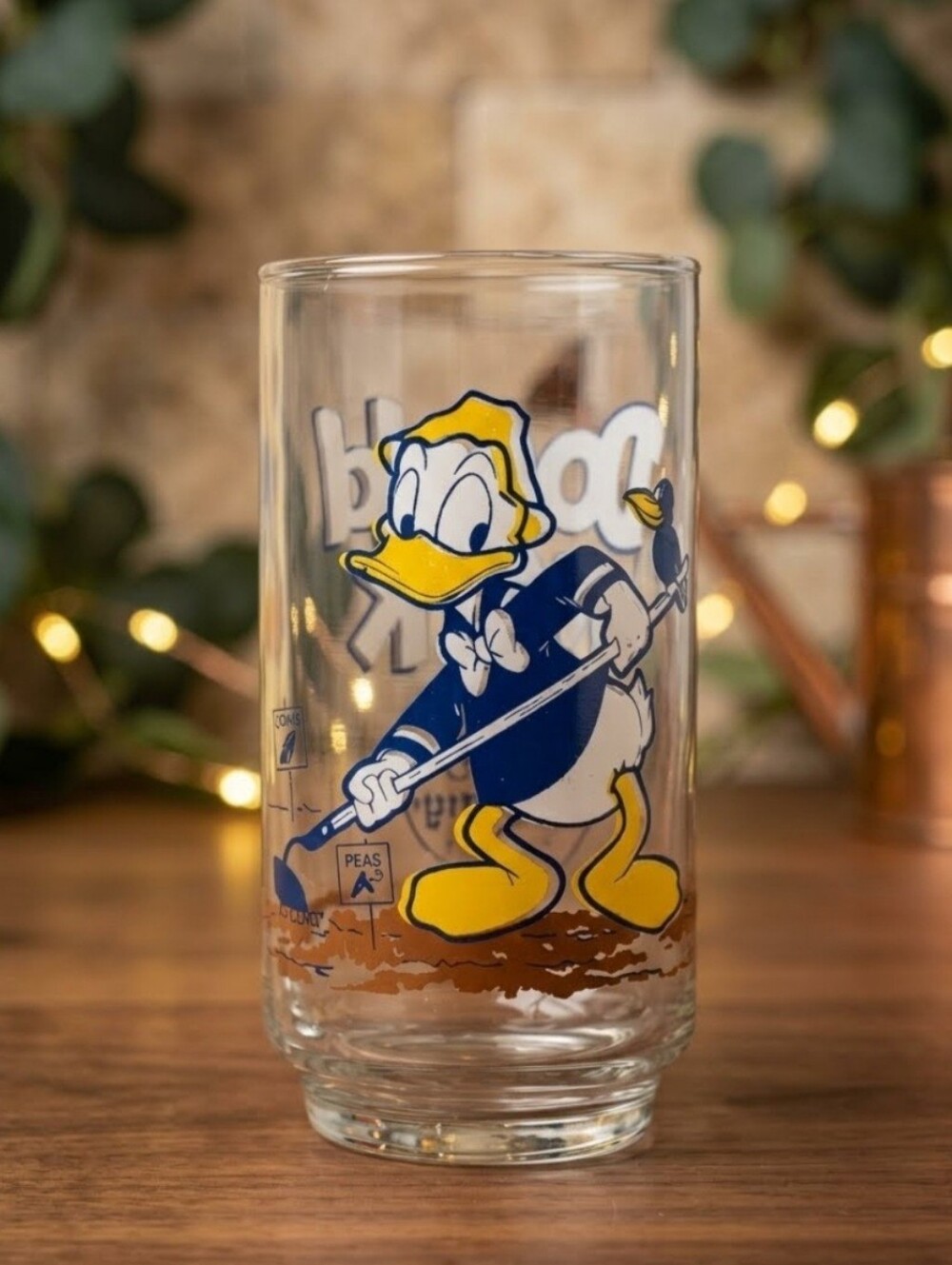 Vintage 70s/80s Disney Donald Duck Mickey Mouse Club Gardening Glass Libbey